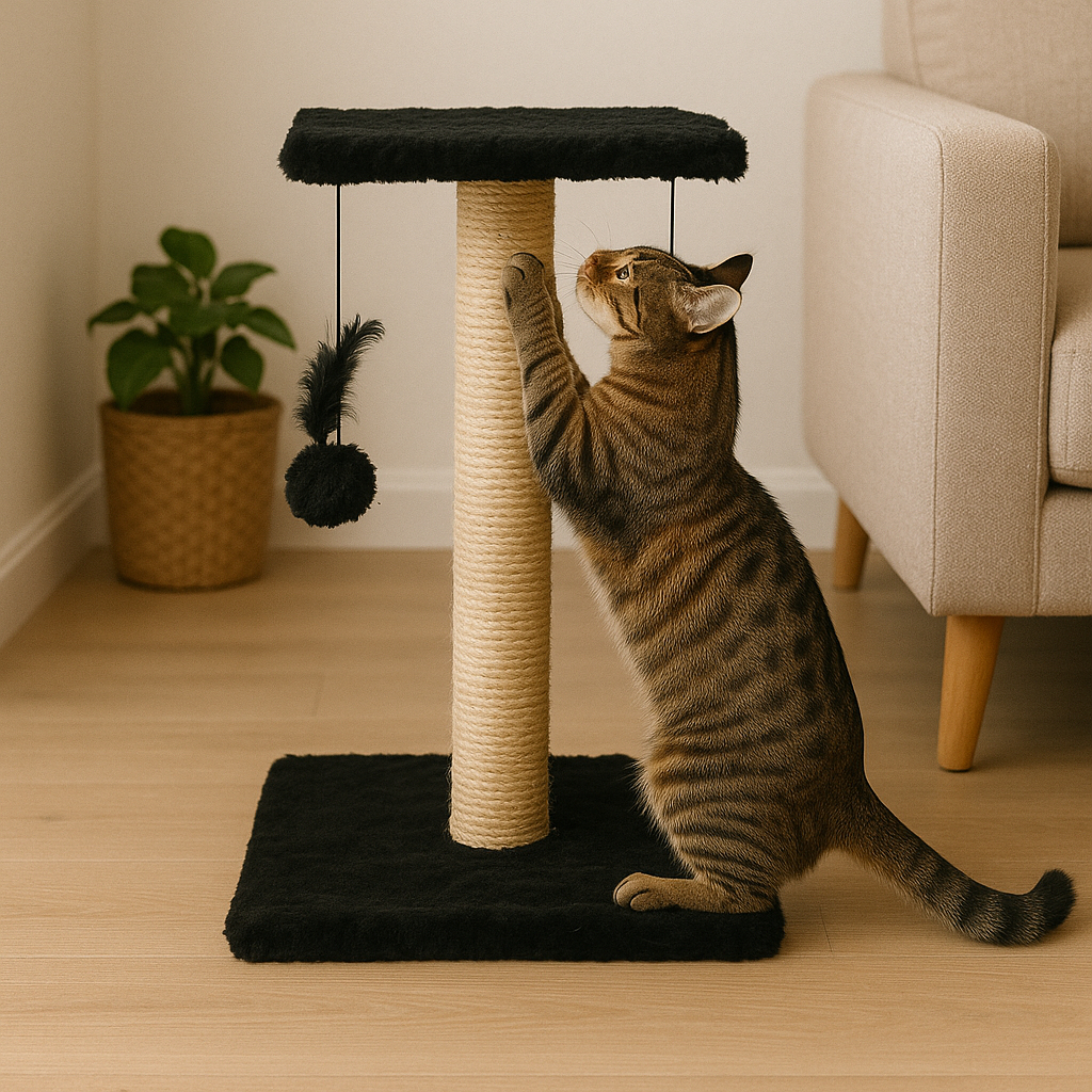 Arranhador Para Gatos Pet Poste Sisal Brinquedo Com Bolinha Pena Duas Bases