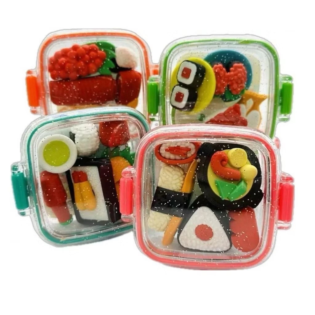 Kit Borrachas Fofas – Coleção Sushi / MARMITINHA DE BORRACHA / PAPELARIA FOFA KAWAII / MATERIAL ESCO