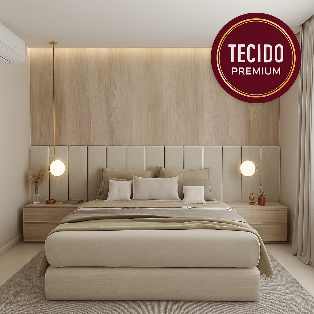 Kit Cabeceira 60×20 Estofada Completa Adesiva em Módulos Para Cama de Solteiro Casal Queen King Box