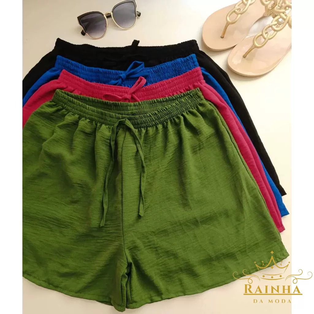 SHORT DUNA Feminino Básico Verão Leve Casual Confortável