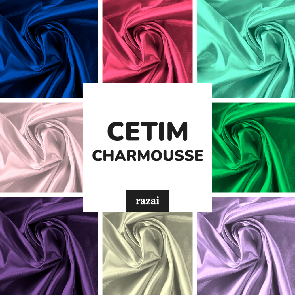 Tecido Cetim Charmousse RAZAI  Brilho para Moda Festa  0,50 | 1m | 2m | 3m  1,50m de largura