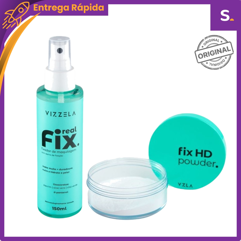 Kit Fixador Real Fix + Pó HD Translúcido Alta Fixação e Controle de Brilho – Vizzela