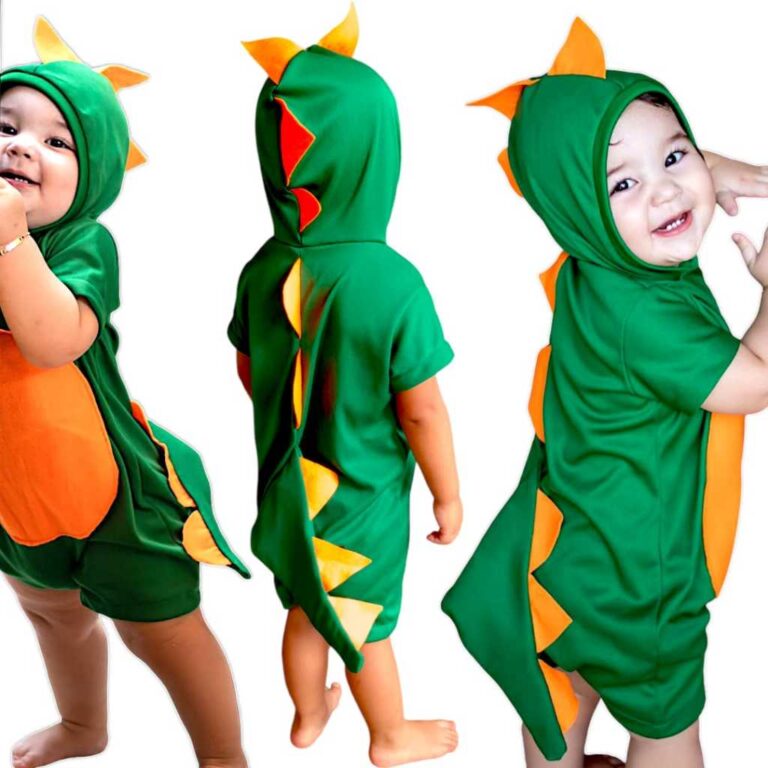 Macacão Dinossauro Fantasia Infantil Menino Curto