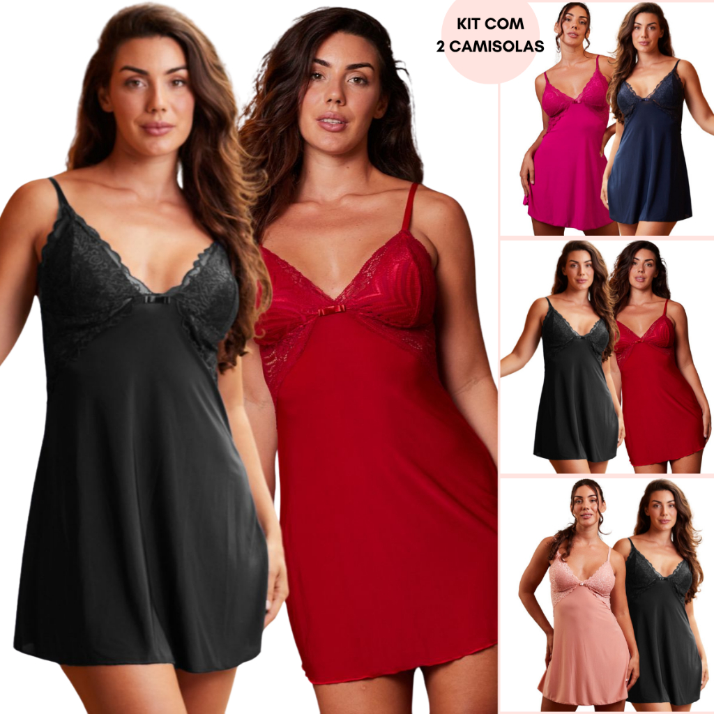 Kit 2 Camisolas de Renda Confortáveis Sexy Macia Sem Bojo