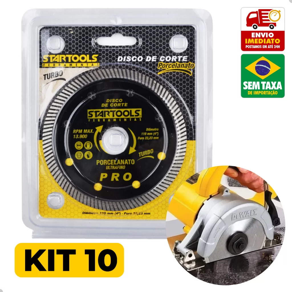 Kit 10 Disco de Corte Ultrafino Aço Porcelanato Ceramica Startools AR0137
