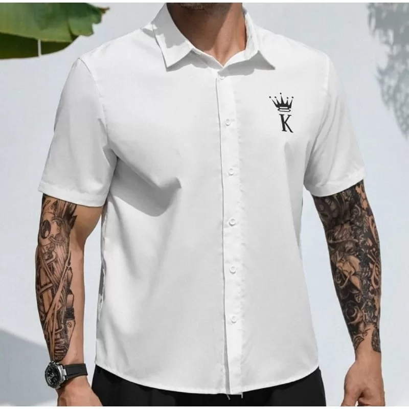 Camisa Masculina Botão Manga Curta Casual Passeio Trabalho