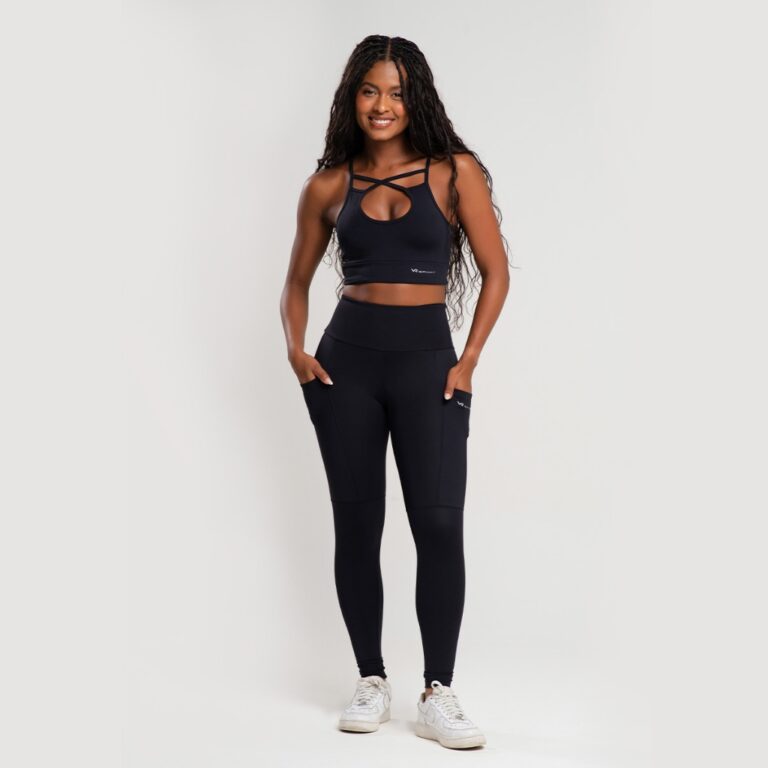 Conjunto  Legging  com Bolsos Top com bojos remov