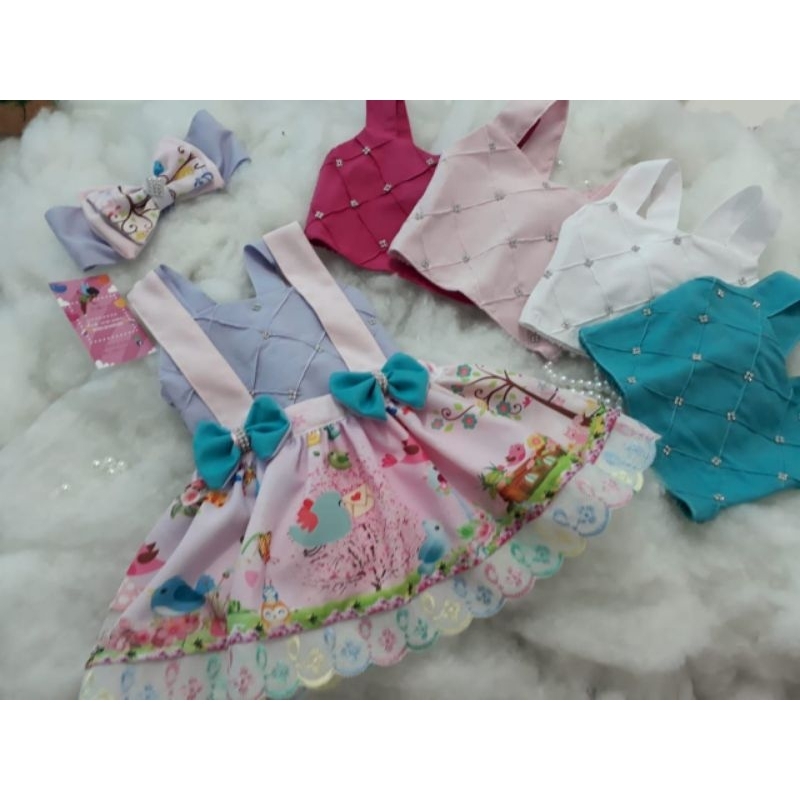 salopete vestido blusa pink  jardim encantado veste 1 ano