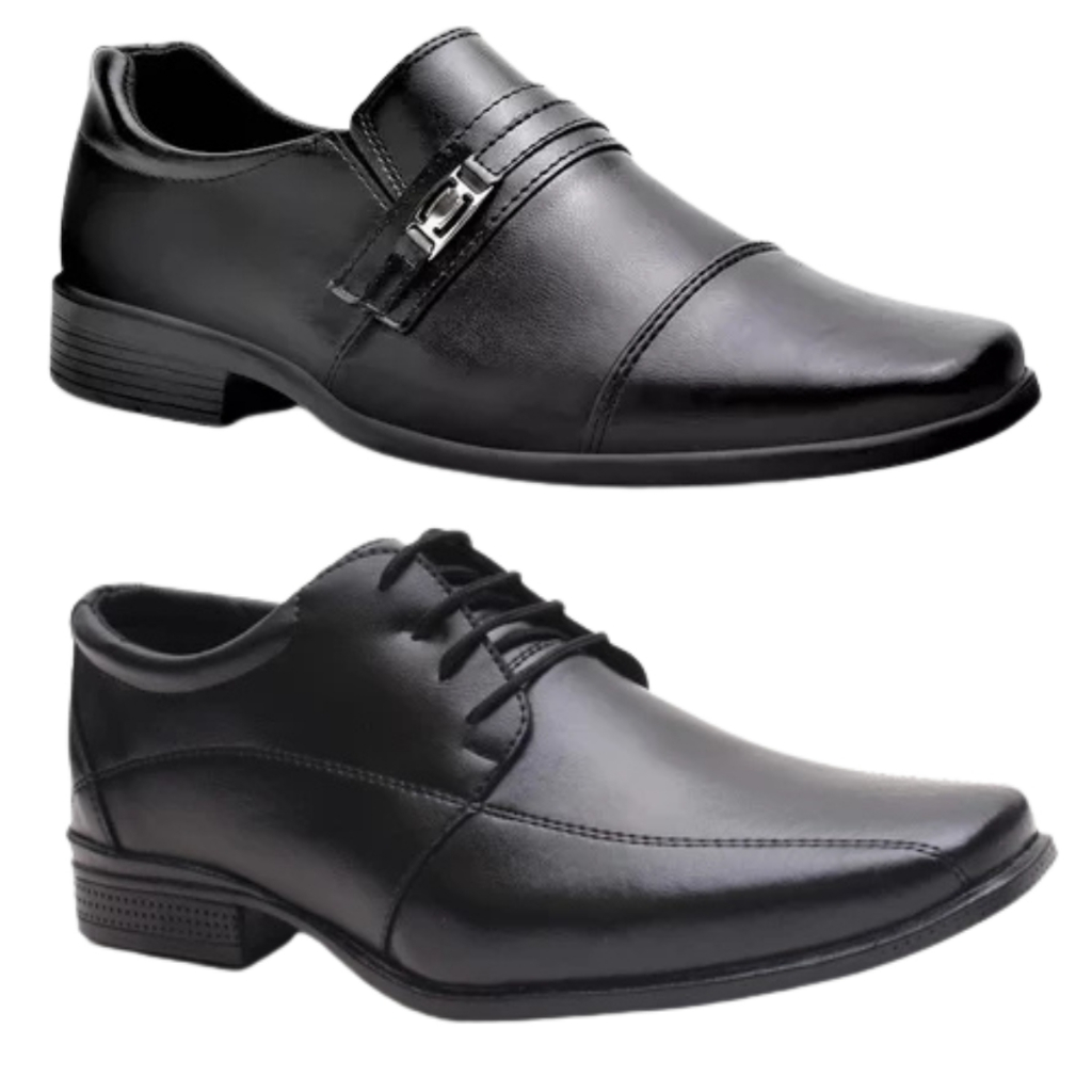 Kit 2 Pares De Sapato Social Masculino Oxford com Fivela Elegante