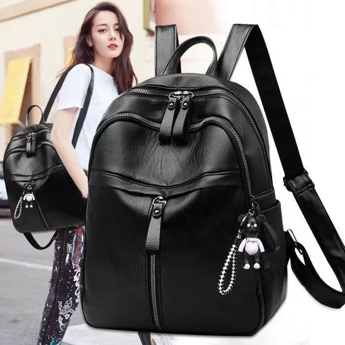 Mochila feminina com zíper de grande capacidade (