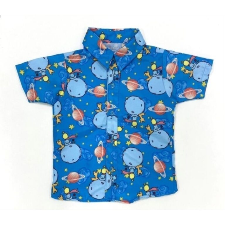 camisa social pequeno principe loiro tam 1 a 4 ano