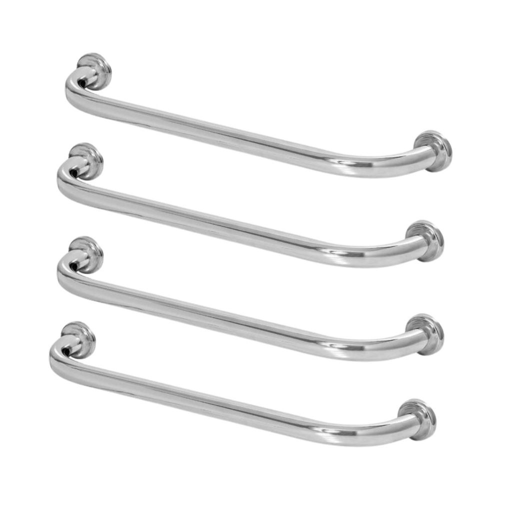 Kit 4 Alças Apoio Aço Inoxidável 80cm Idoso Deficiente Segurança Resistente Durável