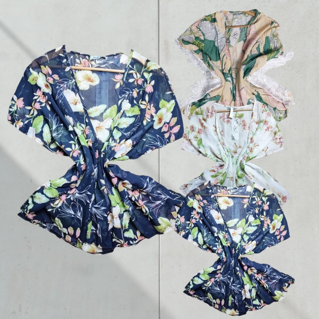 Kimono Floral Com Franja Moda Praia Verão Férias Tendência