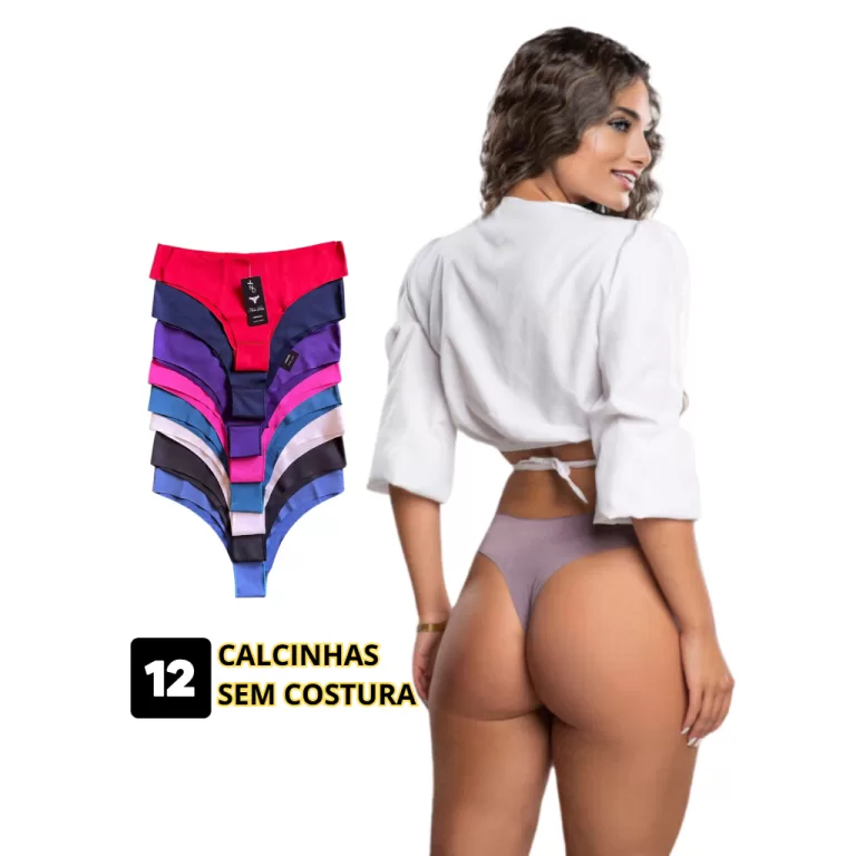 Kit 12 Calcinhas Sem Costura Fio Corte a Laser Con