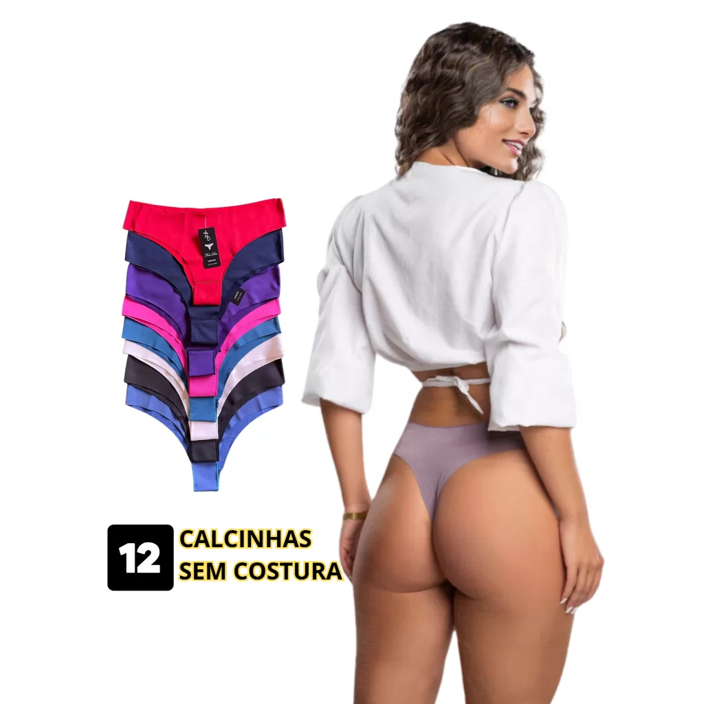 Kit 12 Calcinhas Sem Costura Fio Corte a Laser Confortável Acabamento Premium