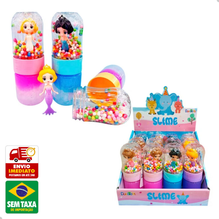 Geleca Slime com Brinquedo Sereia Carro Donut Dino