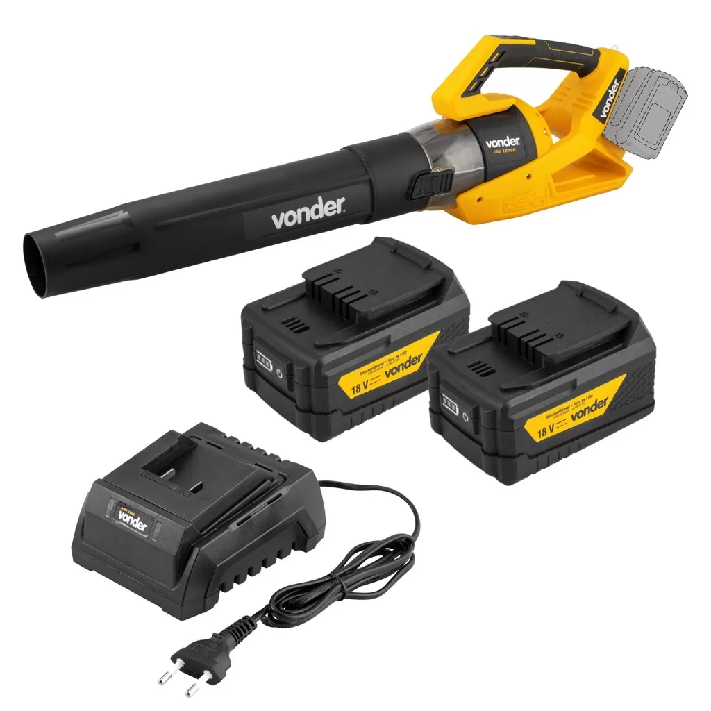 Soprador De Folhas Turbo Vonder Sem Fio Com Duas Baterias E Carregador
