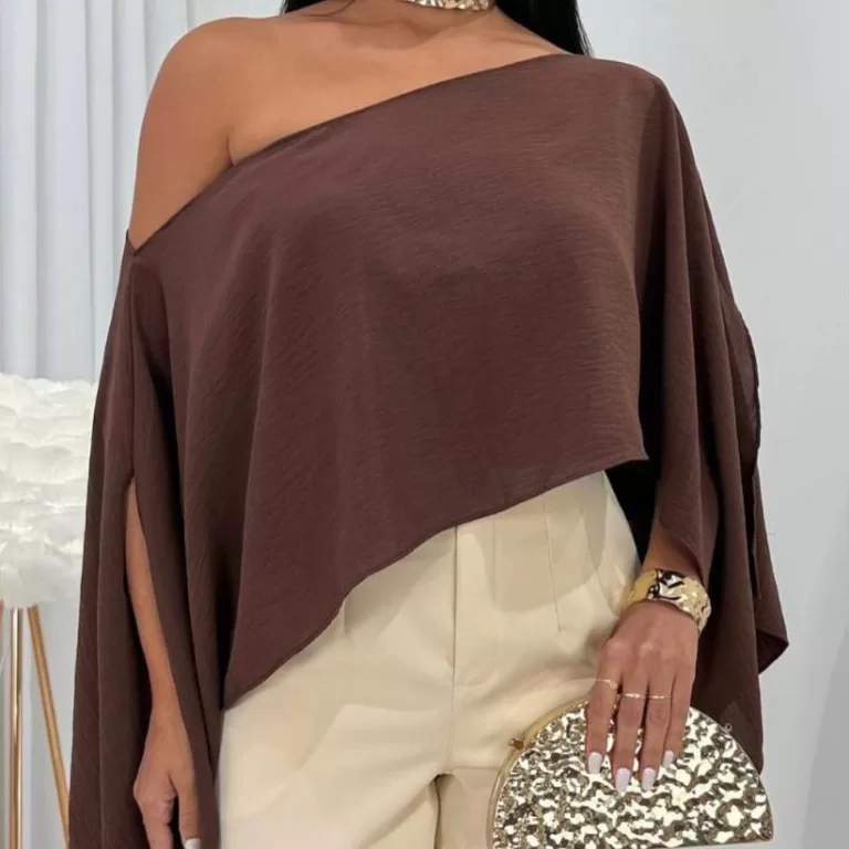 Blusa Morcego Multiformas Boho tecido duna acompan