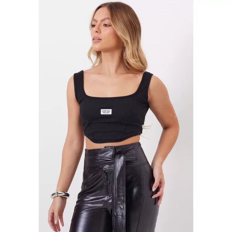 Cropped Regata Decote Reto Planet Girls Preto