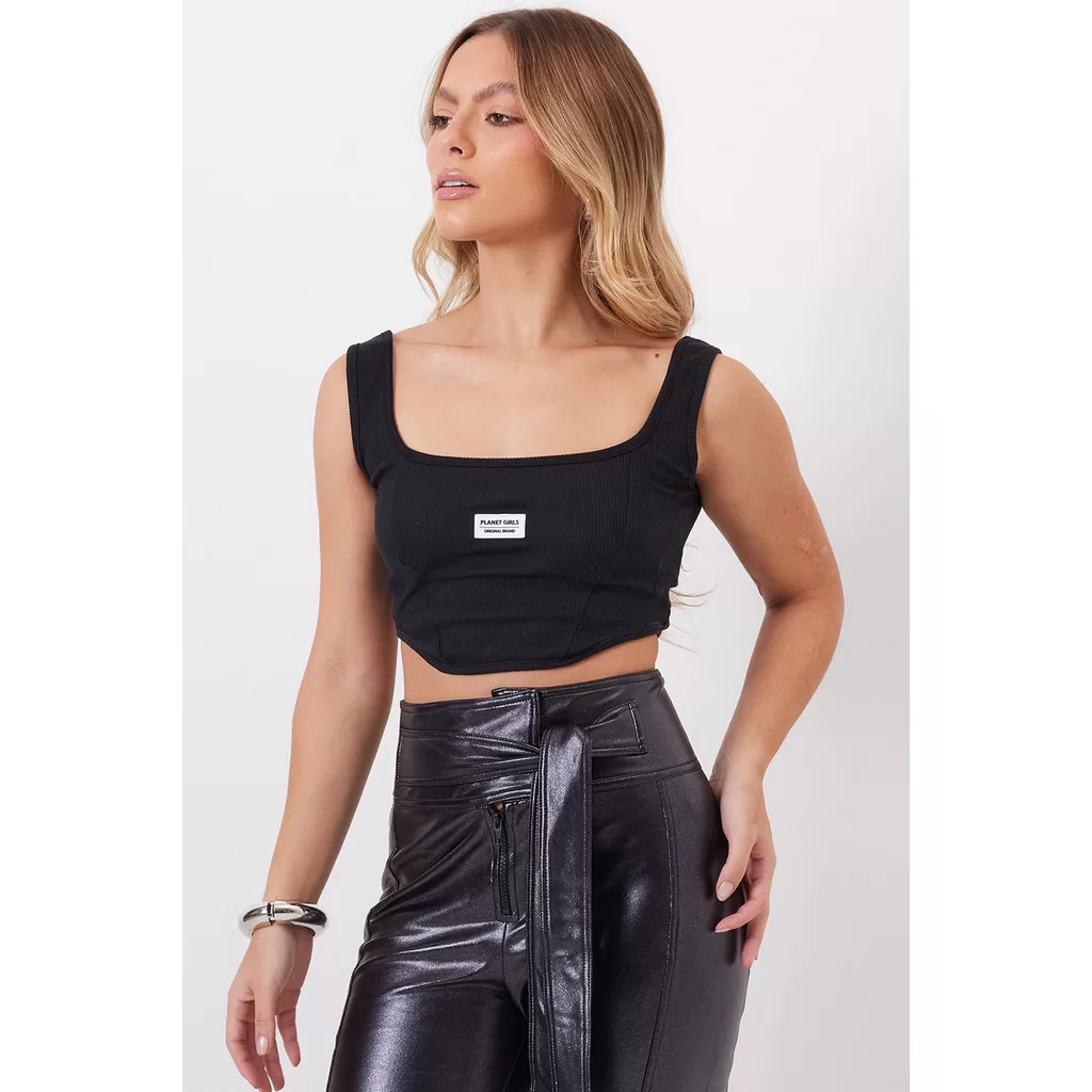Cropped Regata Decote Reto Planet Girls Preto