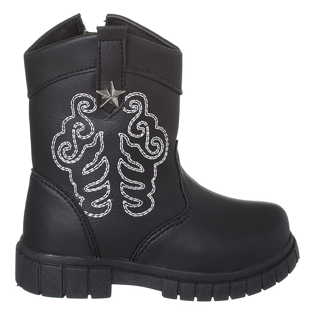 Bota Texana Menina Cano Curto Bordada Preto Boiadeira Country