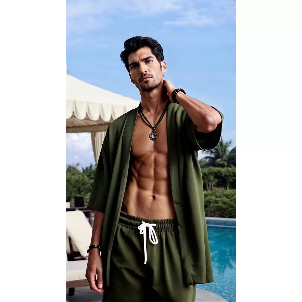 Conjunto Masculino Duna, Blusa Kimono, Shorts