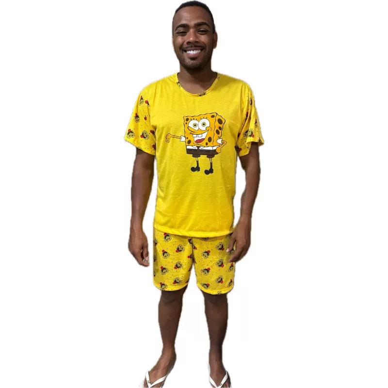 Pijama Masculino Personagem Desenho Verão Confortável Desenho Animado
