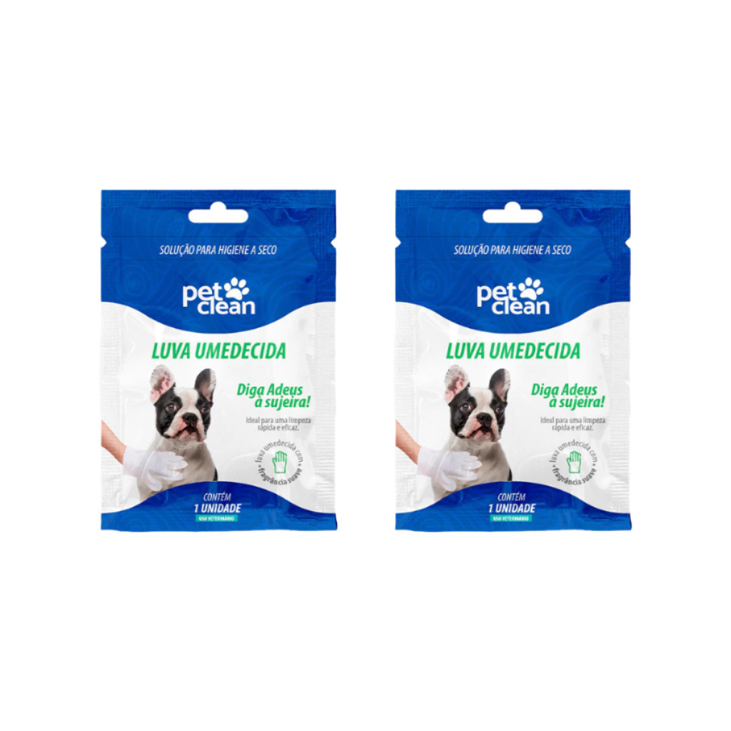 Combo 2 Luvas Umedecida Higienizadora para Cachorro Cães e Gatos – Limpeza Rápida e Prática
