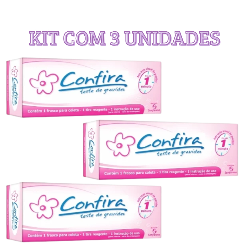 Kit Testes de Gravidez Confira em Tira Resultado em 1 Minuto – 3 UNIDADES