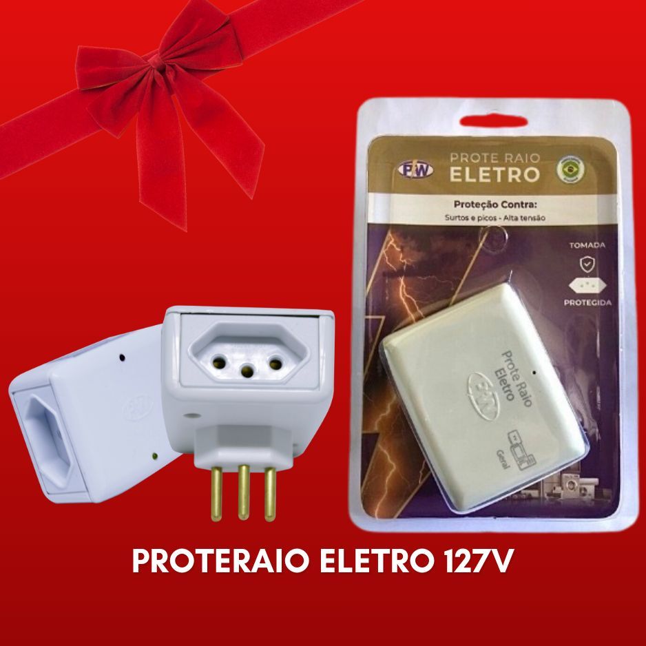 Protetor Contra Raios e Descargas/Picos de Energia – Protetor de Raio PW Eletro 2 Tomadas 127V/220v
