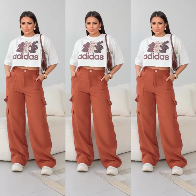 Calça cargo feminina alfaiataria confortável estilosa para dia a dia bolsos laterais cintura alta GG