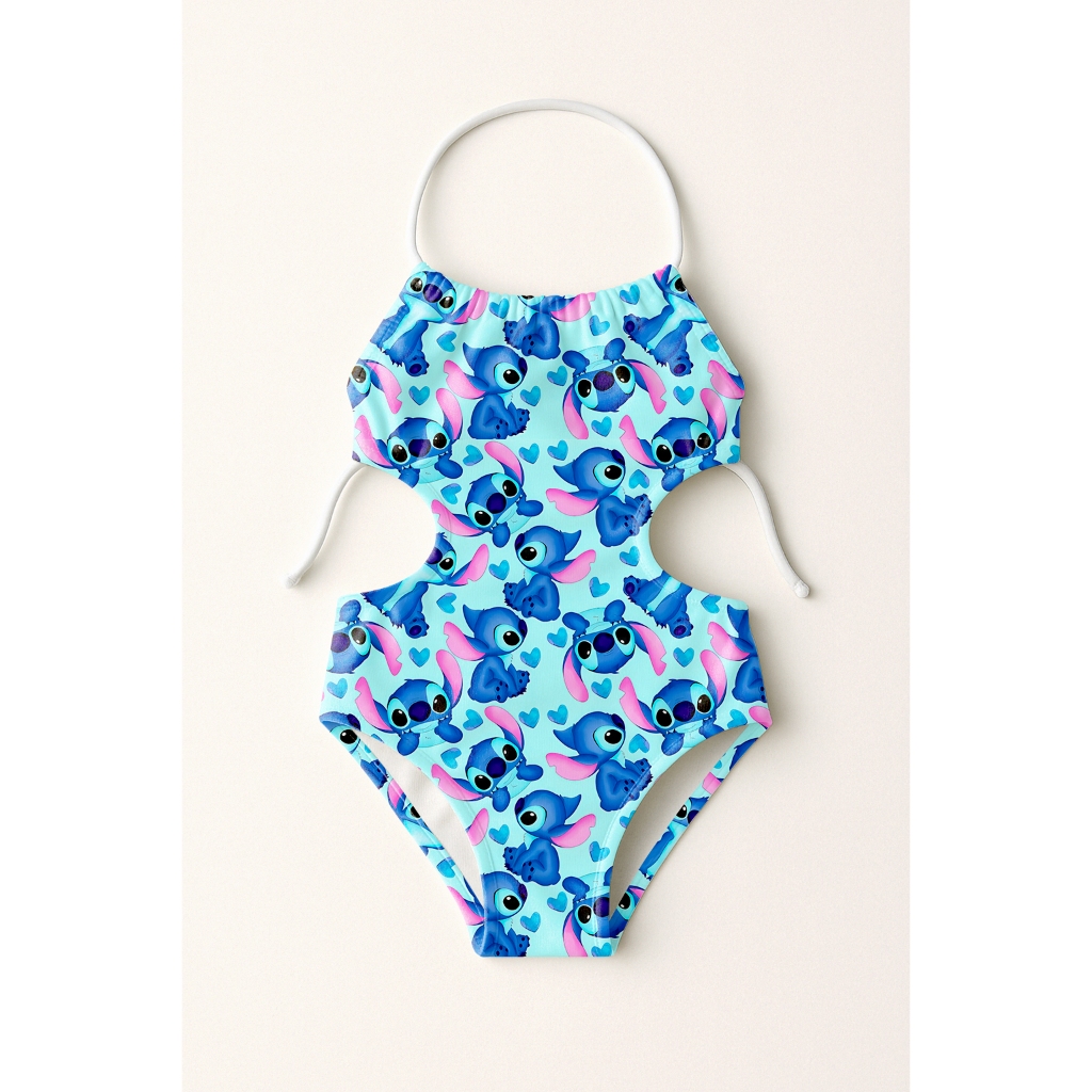Maiô Infantil Frente Única Menina Feminino Moda Praia Natação Banho Estampas Desenhos Animados Diver