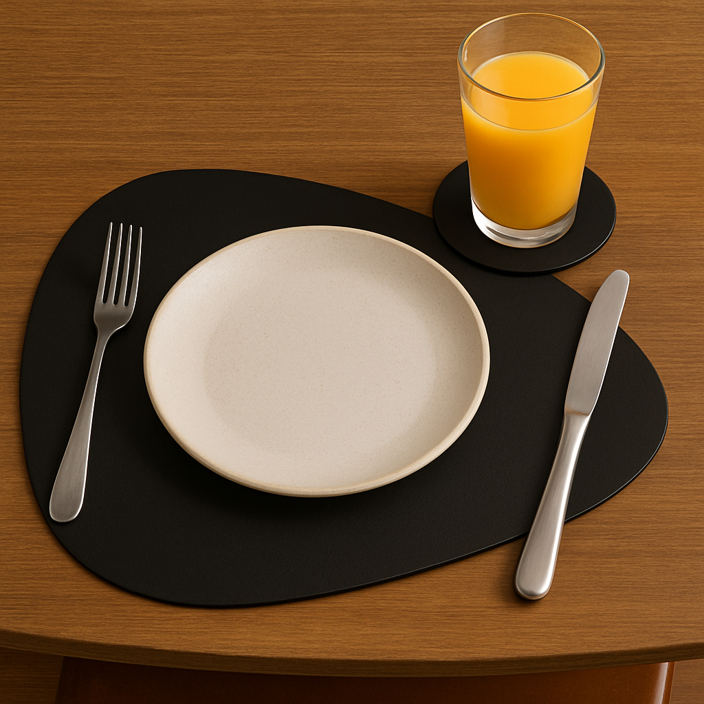 Kits Jogo americano para mesa em couro + porta copos 2 ou 4 ou 6 8 ou 10 pçs