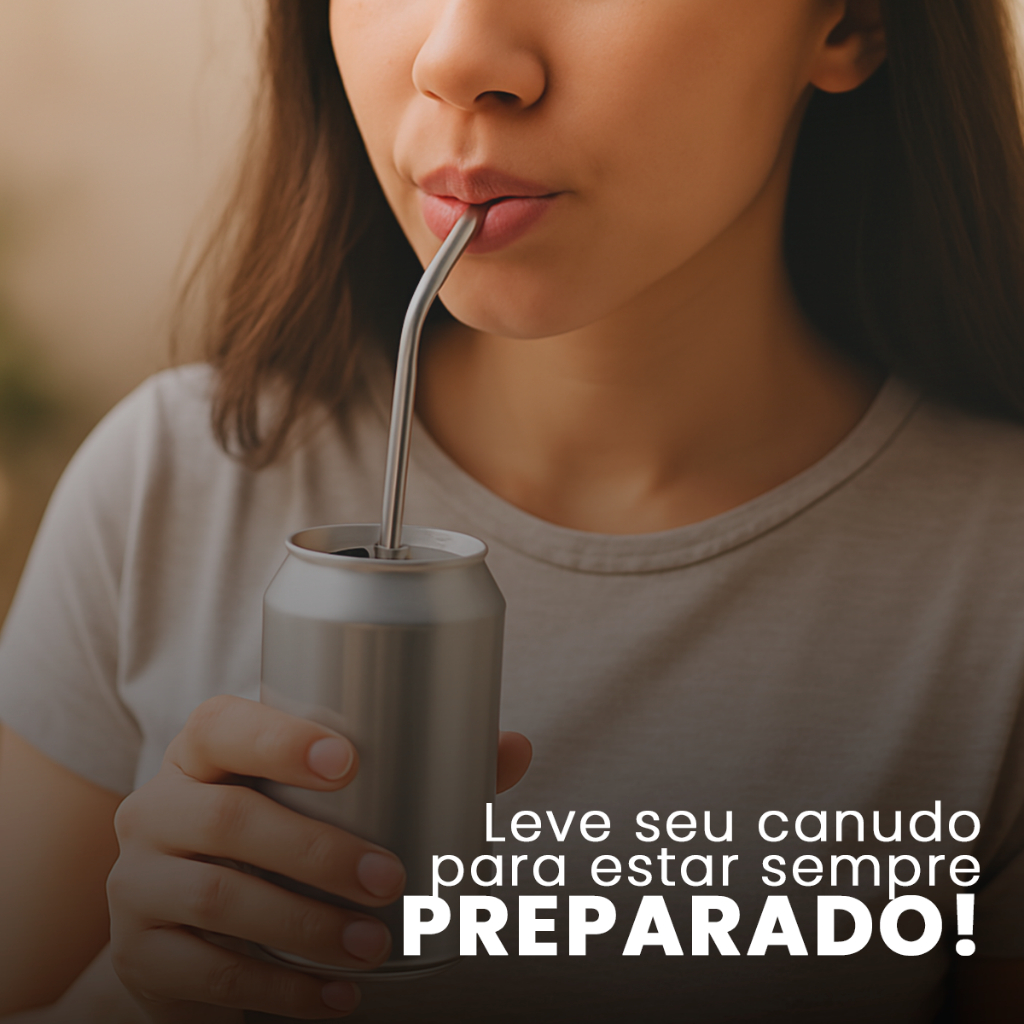 Kit 16 Canudos Inox 20 Peças Curvos e Retos Escova Higiênica Ecológica Reutilizável