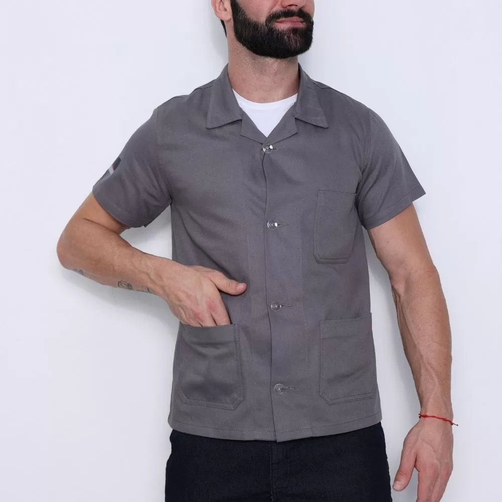 Camisa jaleco profissional cinza com 3 bolsos manutenção,mecânica,serviços em geral Trabalho