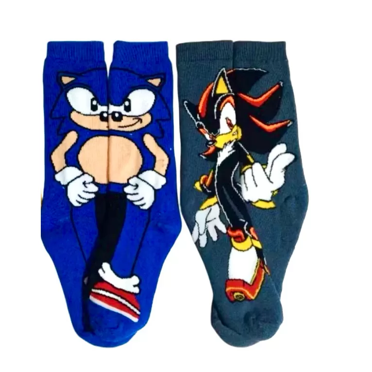 kit 2 Pares Meia Sonic Shadow Cinza Infantil Perso