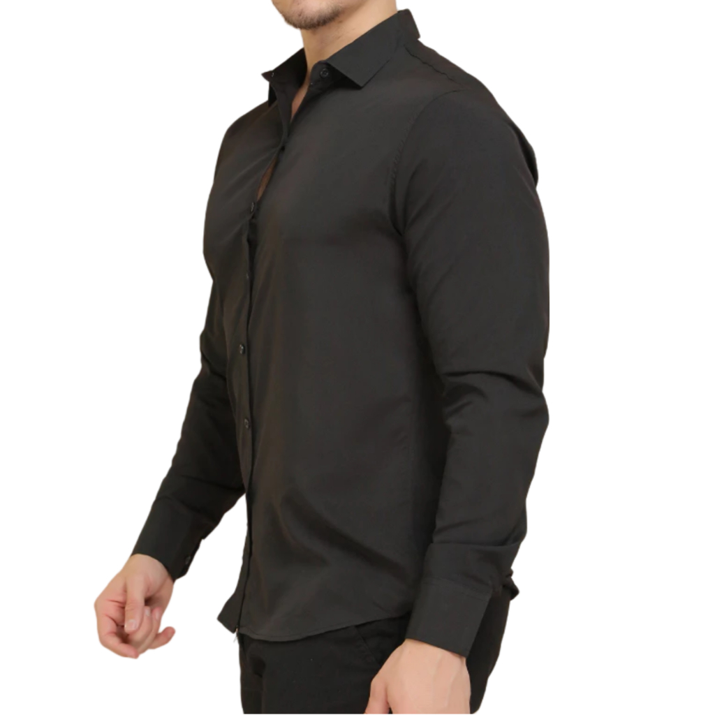 Camisa Social Masculina Manga Comprida Slim Fácil lisa