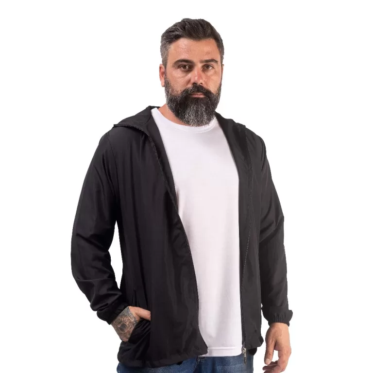 Jaqueta Bobojaco Corta vento Masculina Preta Repel