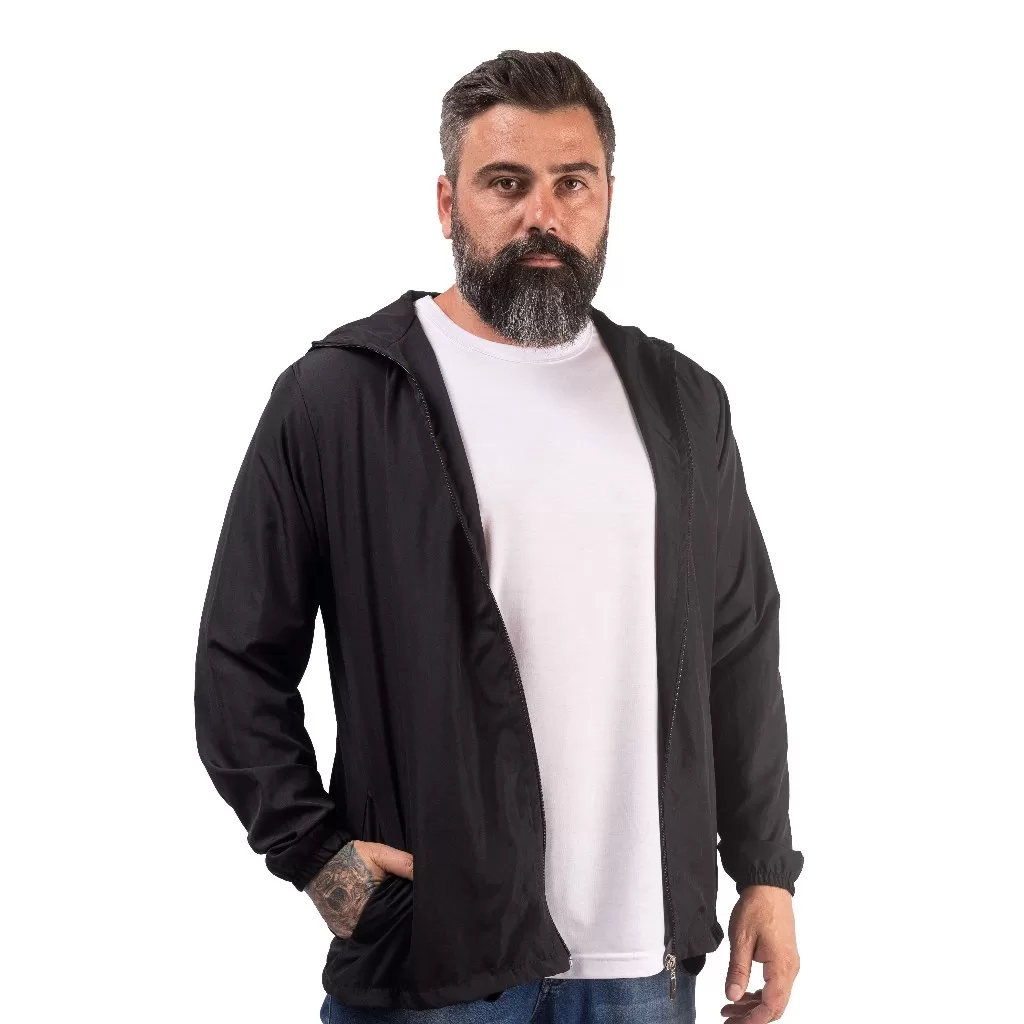 Jaqueta Bobojaco Corta vento Masculina Preta Repelente à água