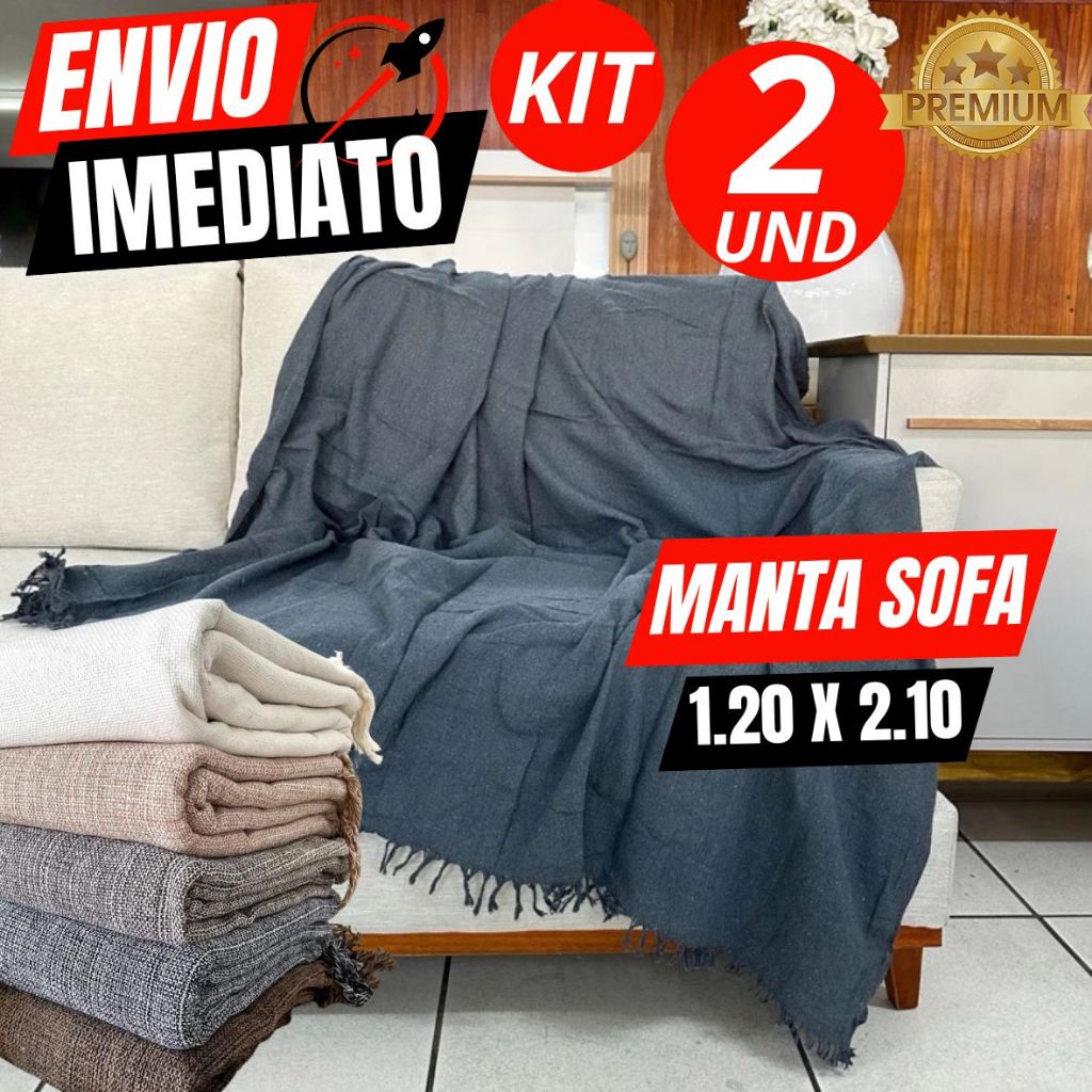 Kit 2 Manta De Sofá Grande 100% Algodão Artesanal Decoração Luxo Elegante Capa Protetora