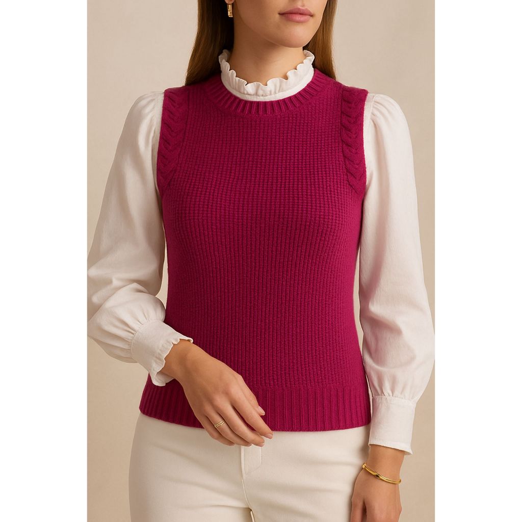 Colete Tricot Modal Feminino Sobreposição Tricô Fung Lançamento Inverno 2025 Tendência Blogueira