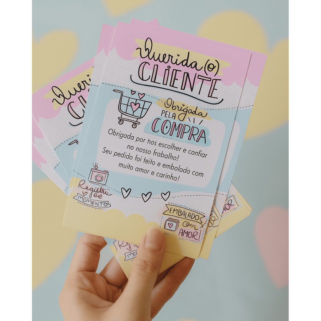 Panfleto Obrigado pela compra Flyer Personalizado Cartões de Agradecimentoao Cliente Loja Online