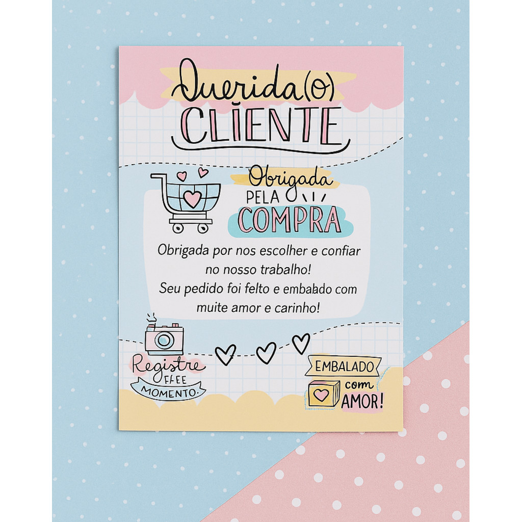 Panfleto Obrigado Ecommerce Cartões de Agradecimento ao Cliente Personalizado Gratidão