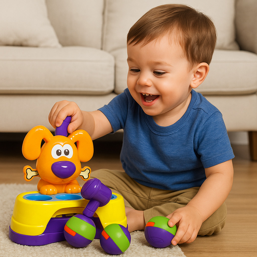 Brinquedo Martelo Bate Bate Bebê Infantil Interativo bolinhas possuem sons Ursinho Cachorrinho