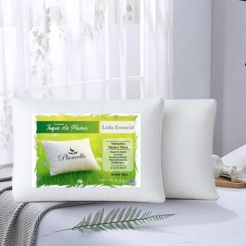 Travesseiro 70×50 Toque Pluma Luxo Fibra Anti