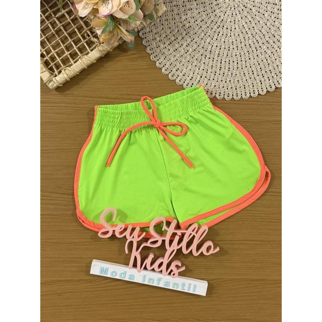 Shorts Infantil Cinti Verão Verde Neon