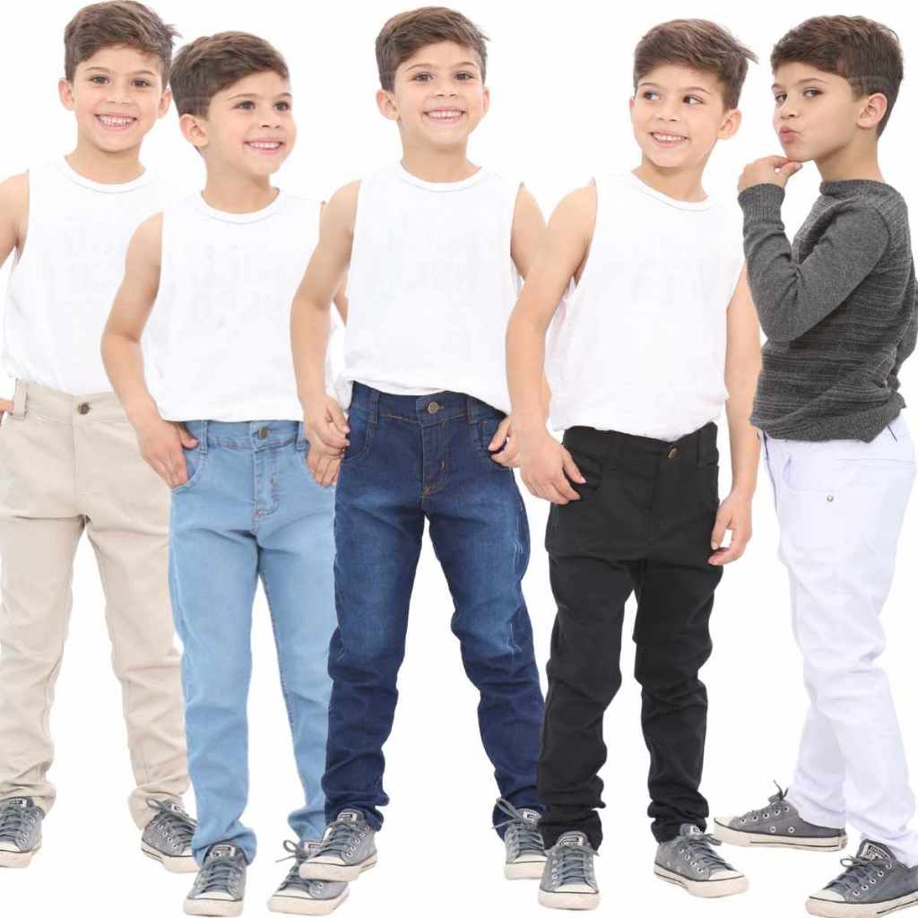 Calça Jeans Infantil Juvenil Menino Várias Cores Regulagem Interna 1 A 16 Anos