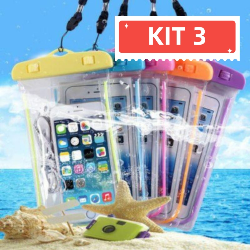 3 Capa Bolsa Prova Dágua Impermeável Celular Transparente Universal