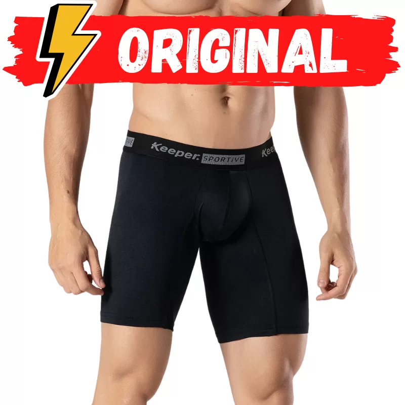 Kit 2 Cueca Boxer Long Leg Preta Esportiva Microfibra Box Keeper