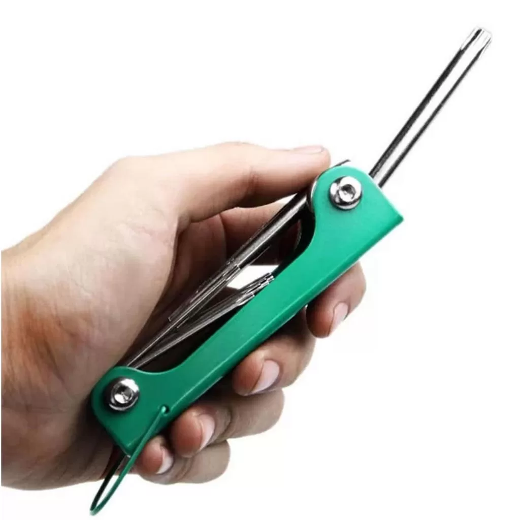 Jogo chave Torx 8 Pontas Tipo Canivete Com furo Profissional